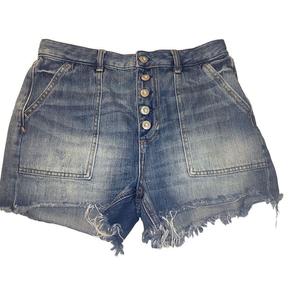 We the Free button up high rise distressed hem shorts size 29